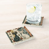 Artistic Cats Glasuntersetzer (Schrägansicht)