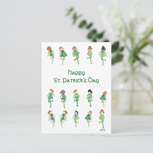 Artistic Celtic St. Patrick's Day Boho Irish Dance Postkarte (Stehend Vorderseite)