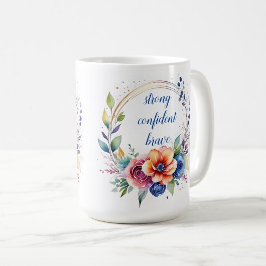 Artistic Ceramic Floral Inspirational Mug Kaffeetasse (VorderseiteRechts)