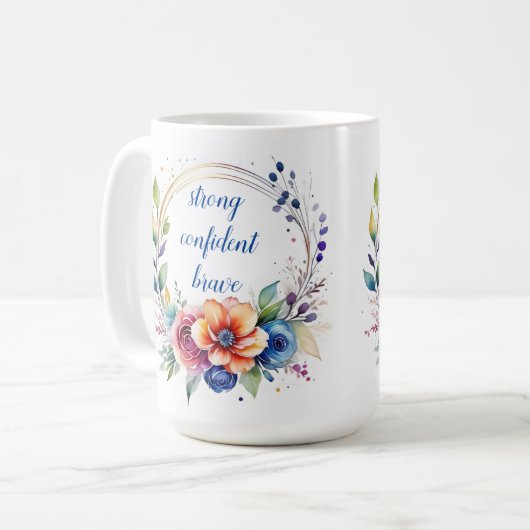 Artistic Ceramic Floral Inspirational Mug Kaffeetasse (Vorderseite Links)