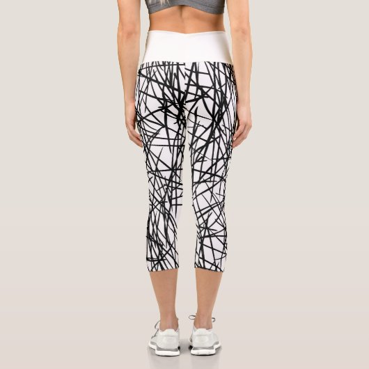 Artistic Chaotic Line Scribble Design 🎨 Capri Leggings (Rückseite)