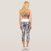 Artistic Chaotic Line Scribble Design 🎨 Capri Leggings (Rückseite)
