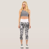Artistic Chaotic Line Scribble Design 🎨 Capri Leggings (Vorderseite)