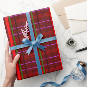 Artistic Checkered - Red Green Retro Stil Geschenkpapier