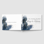 Artistic Chic Navy Blue Splashes Goldstaub Hochzei Gästebuch (Voll)