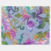 Artistic Colorful Damask Blue Fleecedecke (Vorderseite (Horizontal))