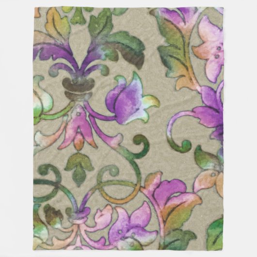 Artistic Colorful Damask Taupe Fleecedecke (Vorderseite)