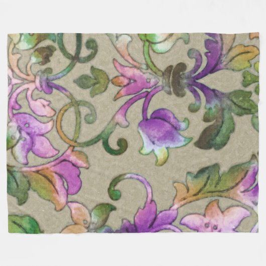 Artistic Colorful Damask Taupe Fleecedecke (Vorderseite (Horizontal))