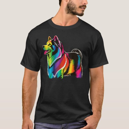 Artistic Colorful Pop Art painted Alaskan Malamute T-Shirt (Vorderseite)