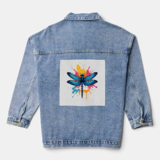 Artistic Colorful Pop Art painted Dragonfly Jeansjacke
