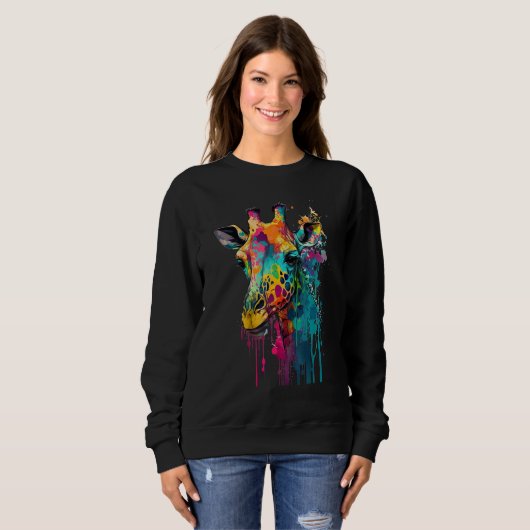 Artistic Colorful Pop painted Giraffe Sweatshirt (Vorne ganz)