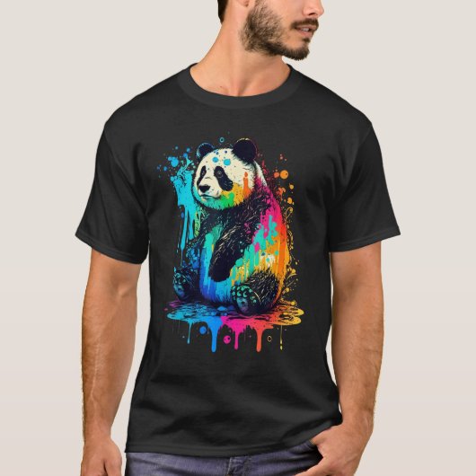 Artistic Colorful Pop painted Panda T-Shirt (Vorderseite)