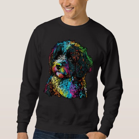 Artistic Colorful Pop painted Portuguese Water Dog Sweatshirt (Vorderseite)