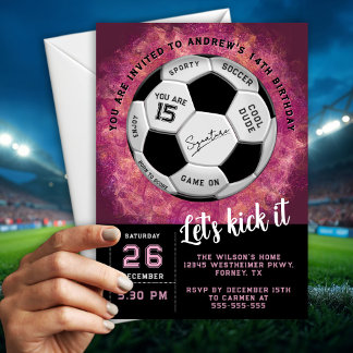 Artistic Custom Text on  Soccer Ball  Birthday  Einladung