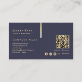 Artistic Elegant Detail Navy Blau und Gold Visitenkarte (Rückseite)