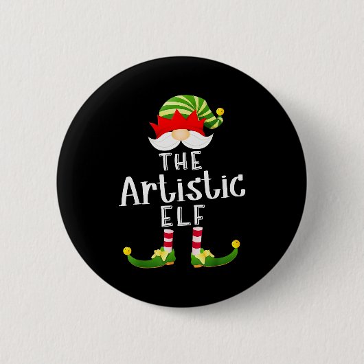 Artistic Elf Group Christmas Funny Pajama Party  Button (Vorderseite)