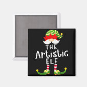 Artistic Elf Group Christmas Funny Pajama Party Magnet (Vorderseite/Rückseite)