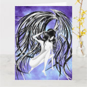 Artistic Fallen Angel blue Monochrome Karte (Gelbe Blume)