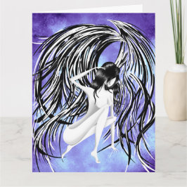 Artistic Fallen Angel blue Monochrome Karte