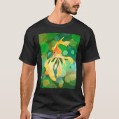 Artistic Fancy Goldfish With Green Background Vect T-Shirt (Vorderseite)
