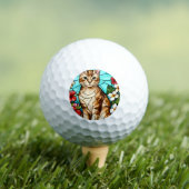 Artistic Feline Portrait Amid Tropical Flowers  Golfball (Insitu T-Shirt)