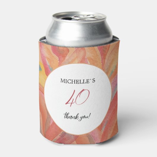 Artistic Floral Feathers Pastel Watercolor Dosenkühler (Kanne Vorderseite)