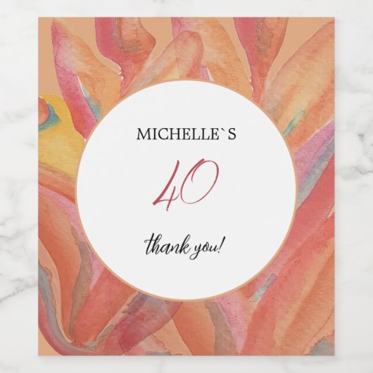 Artistic Floral Feathers Pastel Watercolor Weinetikett (Einzelnes Label)