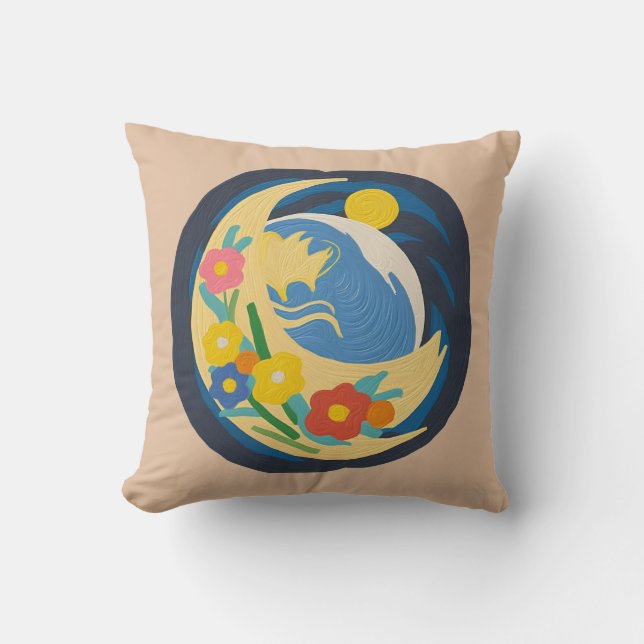 Artistic Floral Square Pillow Kissen (Vorderseite)
