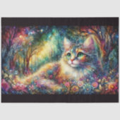 Artistic Floral Woodland Boho Cat Decoupage Seidenpapier (Vorderseite)