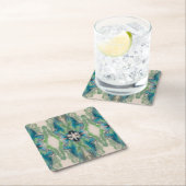 Artistic Fluid Abstract in Aqua & Green Rechteckiger Pappuntersetzer (Vor Ort)