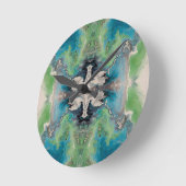 Artistic Fluid Abstract in Aqua & Green Runde Wanduhr (Winkel)