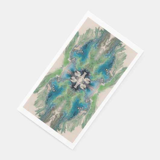 Artistic Fluid Abstract in Aqua & Green Serviette (Ecke)