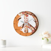 Artistic Fox Peace Sign Autumn Leaves Tree Poster Große Wanduhr (Zuhause)