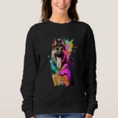 Artistic German Shepherd with Paint Splashes Sweatshirt (Vorderseite)