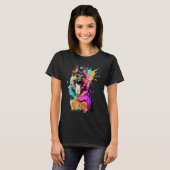 Artistic German Shepherd with Paint Splashes T-Shirt (Vorne ganz)