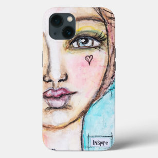 Artistic Girl Portrait Inspiriert Blue Pink Künstl Case-Mate iPhone Hülle