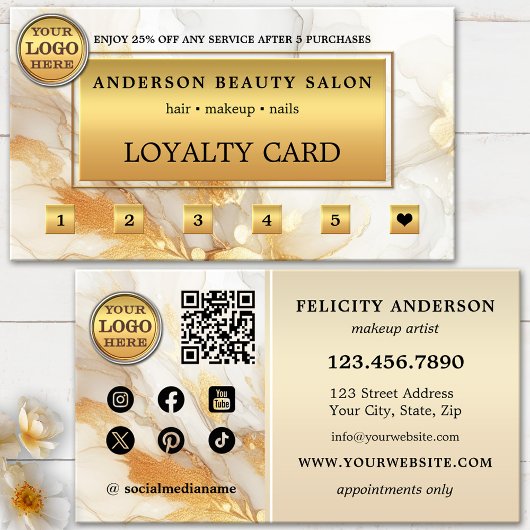 Artistic Gold Chic Loyalty Business Card Treuekarte
