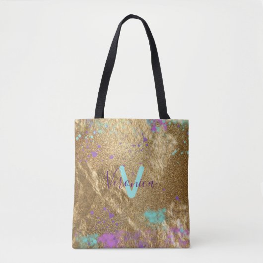 Artistic Gold Metallic Foil Glitzer Paint Spritzer Tasche (Vorderseite)