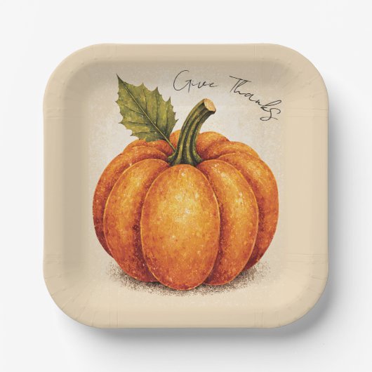 Artistic Grain Thanksgiving Pumpkin Pappteller (Vorderseite)
