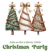 Artistic green gold leopard Christmas tree invite Einladung