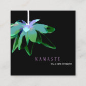 ©Artistic Green Lotus Blume Dark Floral Quadratische Visitenkarte (Vorderseite)