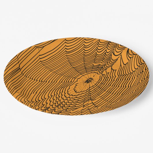 Artistic Halloween Spider Cobweb Doodle Black Pappteller (Schrägansicht)