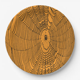 Artistic Halloween Spider Cobweb Doodle Black Pappteller