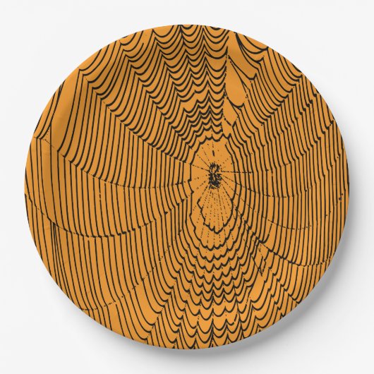 Artistic Halloween Spider Cobweb Doodle Black Pappteller (Vorderseite)