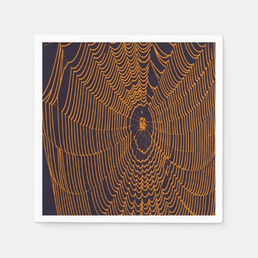 Artistic Halloween Spider Cobweb Doodle Orange Serviette (Vorderseite)