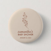 Artistic Hand Drawn Baby Shower Script with Flower Button (Vorderseite)