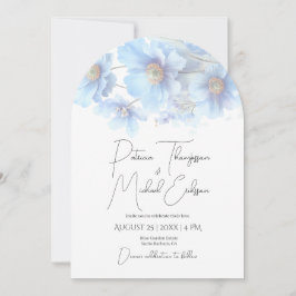 Artistic Handwritten Blue Himalayan Poppy Wedding Einladung
