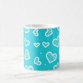 Artistic Hearts Seamless Pattern on Sky Blue Kaffeetasse (Mittel)