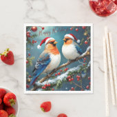 Artistic Holiday Christmas Birds With Santa Hats Serviette (Beispiel)