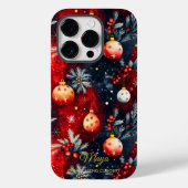 Artistic Holiday - Elegantes Rot und Gold Case-Mate iPhone Hülle (Rückseite)